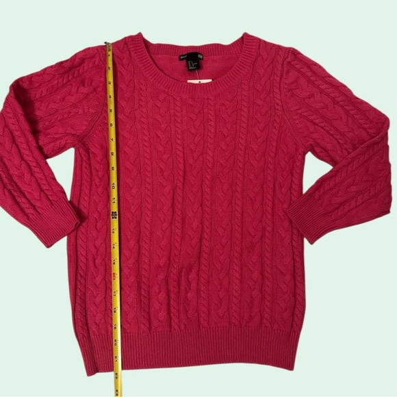 H&M New Cableknit Crewneck Sweater Pink Fuchsia Women Size Small NWT - Picture 6 of 11